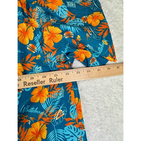 Whataburger Mens Floral Tropical Pearl Snap Shirt Blue size Large Short Sleeve - Picture 4 of 16